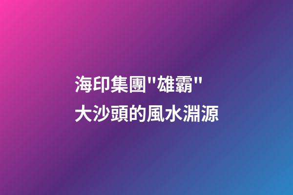 海印集團"雄霸"大沙頭的風水淵源